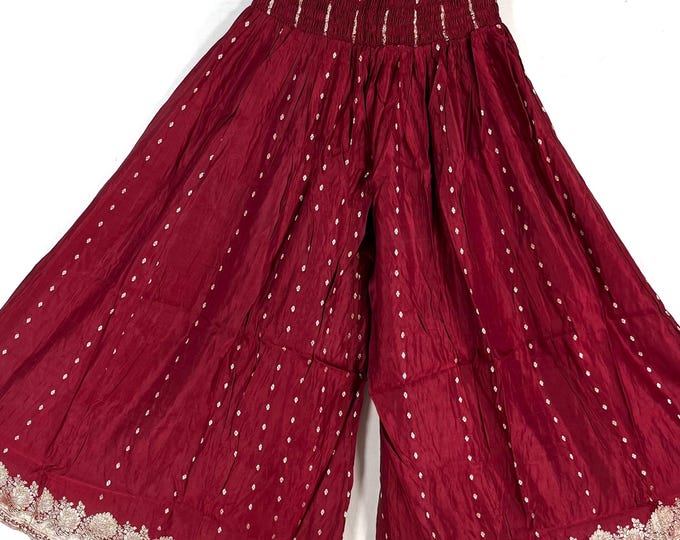 Amy Plus Plus Size Culottes in Silk brocade 2XL trousers Elasticated Waist, great for a fuller figure. (Wide Leg Palazzo Pants) SKU:812-9156