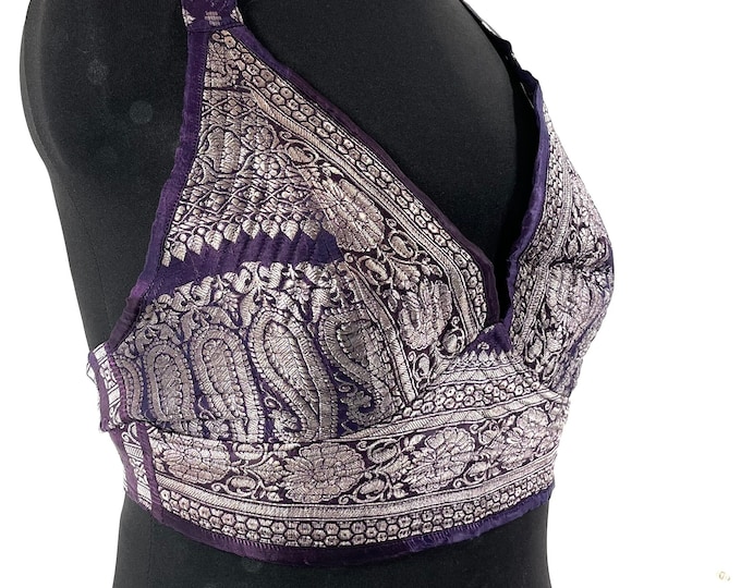 L/XL Phoenix Tribal Top. New cut in up-cycled Silk Brocade, SKU:1025-7685