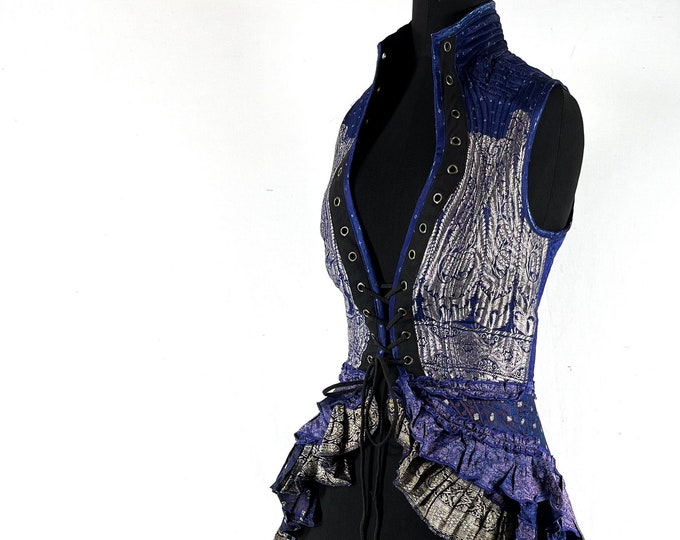 S. Isabella Corset Vest Dress in Silk brocade. (Steampunk, Larp, Tribal, Pagan, REN, Renaissance) SKU:2001-7186
