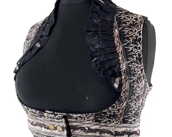 Underbust Corset Top Rose XL; Vintage Silk Brocade Handmade (SKU:444-8874)