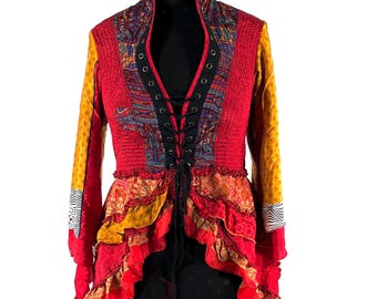 3XL. Seraphina Corset Dress, Silk, Long Sleeves, Handmade.  SKU:1010-9294