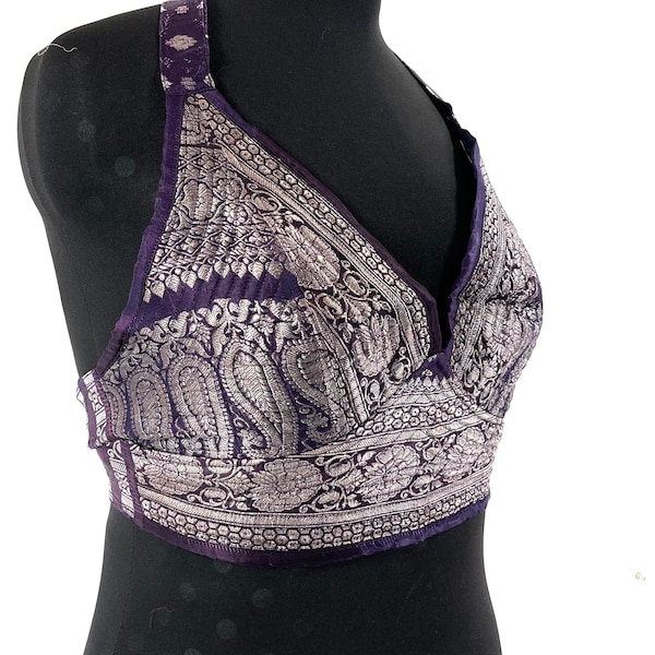 L/XL Phoenix Tribal Top. New cut in up-cycled Silk Brocade, SKU:1025-7685