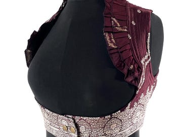 Underbust Corset Top Rose S; Vintage Silk Brocade Handmade (SKU:441-8844)