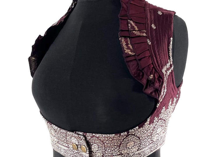 S. Underbust Corset Top Bustier handmade in Vintage Silk Brocade.  SKU:441-8844