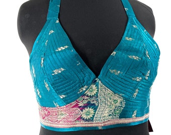 2XL Phoenix Tribal Top. New cut silk brocade halter top  SKU:1026-7688