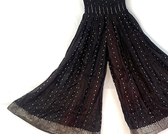 Juliana Plus Size Culottes - Silk Brocade - Wide Leg Palazzo Pants (SKU:820-3230)