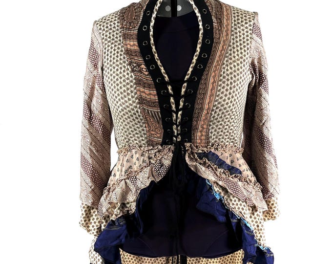 5XL. Seraphina Corset Dress, Silk, Long Sleeves, Handmade.  SKU:1012-9277