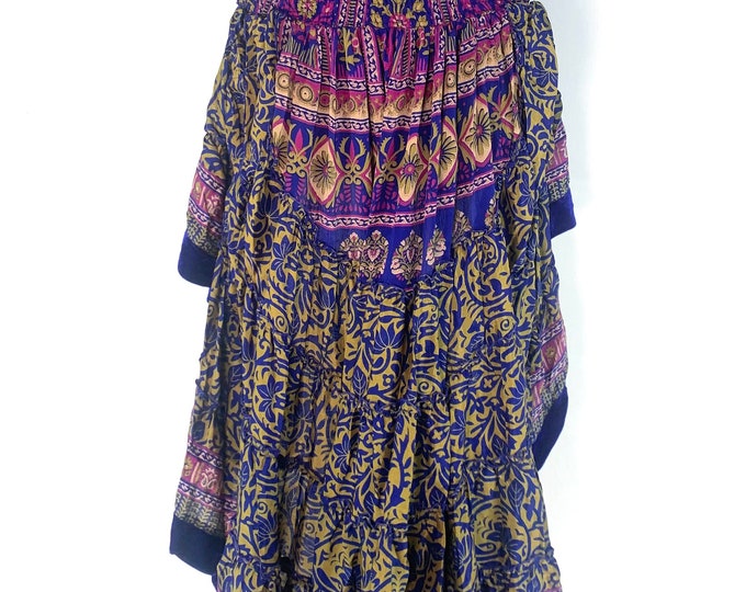 Layla Bohemian Hi Low Velvet Edged Skirt. To fit Waist 28” (71cm) to 40” (102cm)