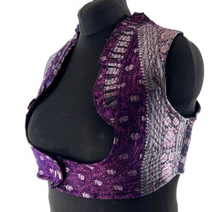 4XL. Sutiã estilo corpete, feito à mão em brocado de seda vintage. Top com renda Choli Plus Size. SKU: 447-8951