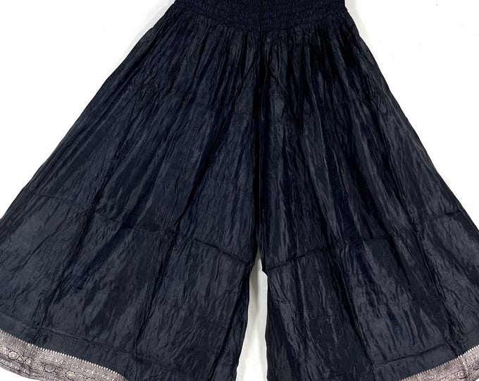 Amy Plus Plus Size Culottes in Silk brocade 2XL trousers Elasticated Waist, great for a fuller figure. (Wide Leg Palazzo Pants) SKU:812-9149