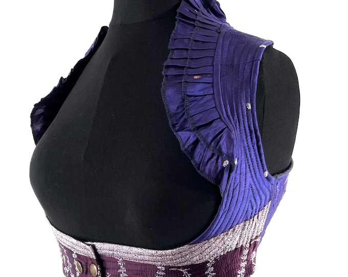 S. Underbust Corset Top Bustier handmade in Vintage Silk Brocade.  SKU:441-8836