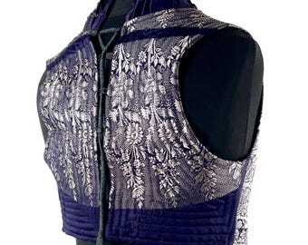 Underbust Corset Top Rose M; Vintage Silk Brocade Handmade (SKU:442-8328)