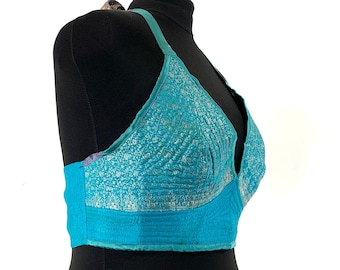 4XL. Phoenix Tribal Top. New cut in Up-cycled Silk brocade. Big Cleavage. SKU:1028-5920