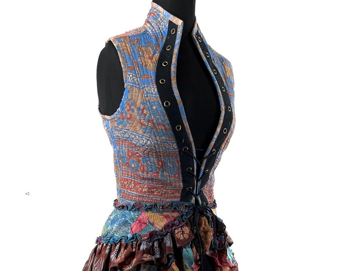 Corset Dress M. Amalie Silk Fantasy Steampunk sleeveless dress; a perfect Cosplay Renaissance Bustle SKU:2041-7807