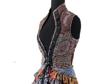 Corset Dress M. Amalie Silk Fantasy Steampunk sleeveless dress; a perfect Cosplay Renaissance Bustle SKU:2041-7812