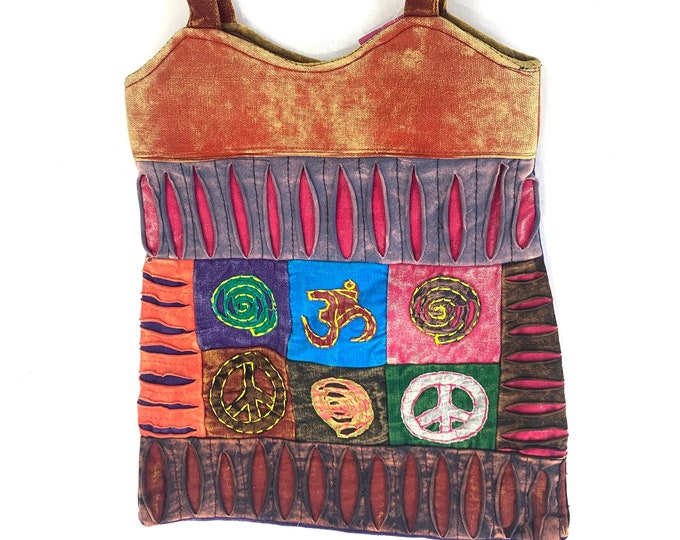 Hippy Shoulder Bag - the classic cotton ethnic tote day bag. Handmade