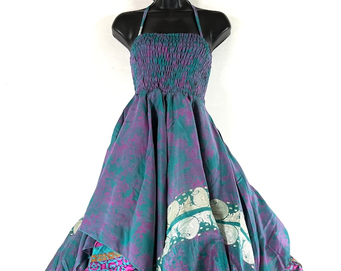 Tatiana Fairy Dress 43" (109cm) Long, One Size; Silk Maxi Summer Dress, Tall Girl Sundress, SKU: 902-7582