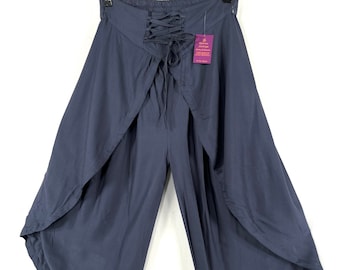 Grey-Blue Tulip Palazzo Pants