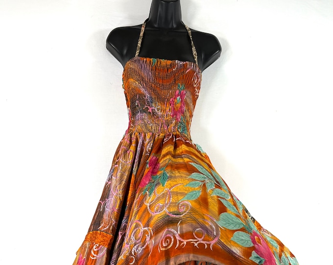 Tatiana Fairy Dress 43" (109cm) Long, One Size; Silk Maxi Summer Dress, Tall Girl Sundress, SKU: 902-7586
