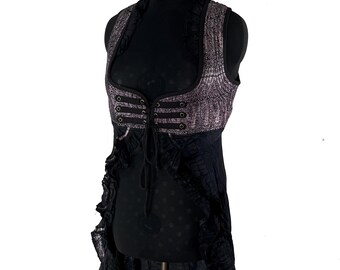 2XL. Alaxi Bustier Dress; Under-bust Corset Dress in Vintage Silk Brocade.  SKU: 2115-8093