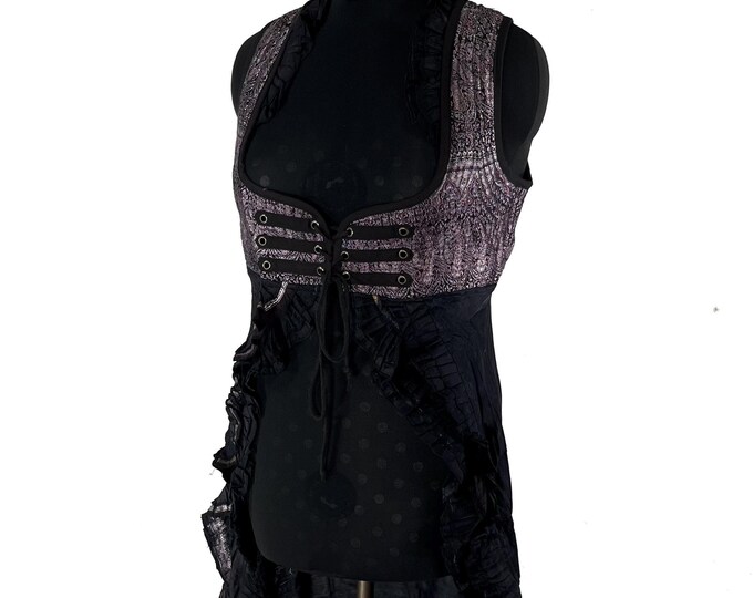 2XL. Alaxi Bustier Dress; Under-bust Corset Dress in Vintage Silk Brocade.  SKU: 2115-8093