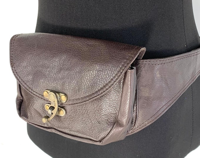 Brown Leather Money-Belt; Fanny Pack, Steampunk, Gothic, Pagan, Larp, Cosplay SKU:2071-4321