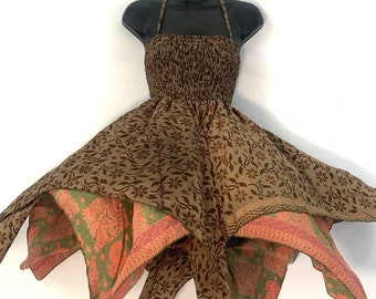 Isla Teenager Silk Fairy Dress; Length 28" (71cm) One size (Boho Short Girl Summer Festival Dress)