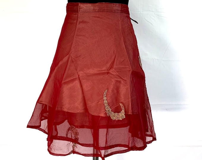 Lotus Flower, Aari Mini Wrap Skirt. Free size. Renaissance, Bohemian, Belly dance, Hippie, Gypsy, Boho SKU:2010-2744