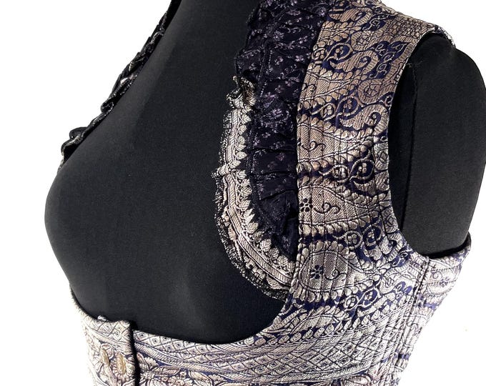 L. Underbust Corset Bustier Silk Brocade Top  SKU:443-9021
