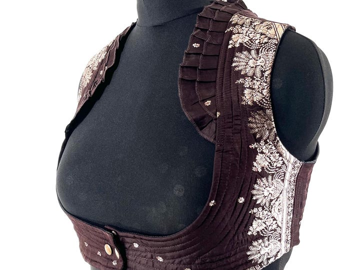3XL Underbust Corset Bustier Top in Silk Brocade.  SKU:446-8918
