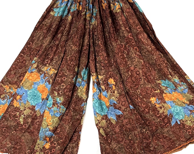 Delilah Plus Size Culottes in Summer Silk with XL Elasticated Waist, great for a fuller figure. (Wide Leg Palazzo Pants) SKU:838-8735