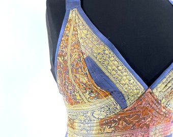 M. Phoenix Tribal Top. New cut. Silk brocade, Steampunk Pagan, Bohemian, Larp, Goth, Celtic crop top SKU:1023-7642