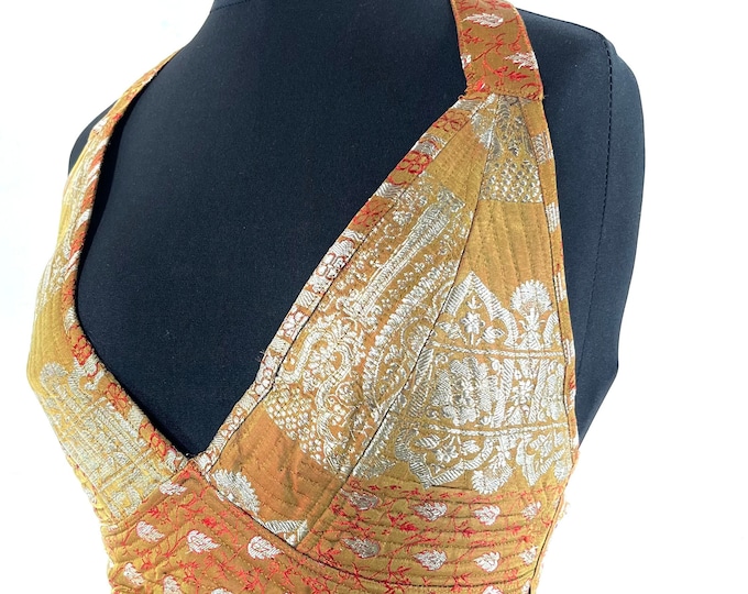 S Phoenix Tribal Top. New cut in Silk brocade. SKU:1022-7653