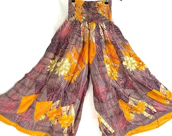 Eloise Silk Wide Leg Culottes. One size Elasticated Waist. Palazzo Pants (830-3079)