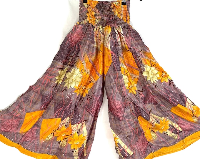 Eloise Silk Wide Leg Culottes. One size Elasticated Waist. Palazzo Pants (830-3079)