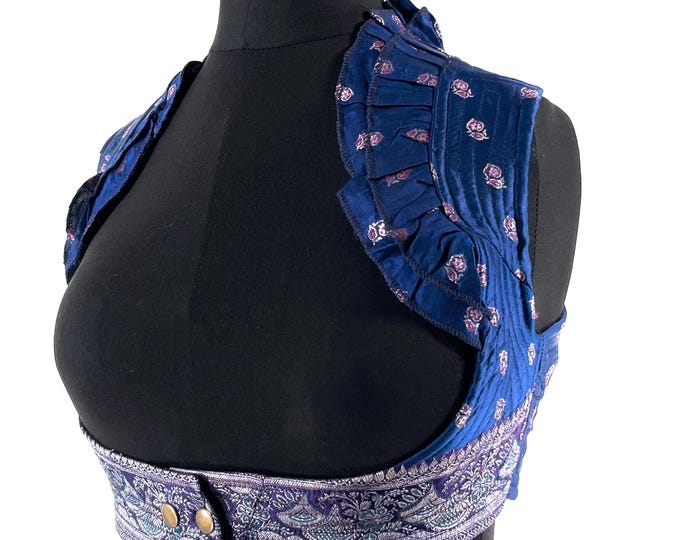 S. Underbust Corset Top Bustier handmade in Vintage Silk Brocade.  SKU:441-8835