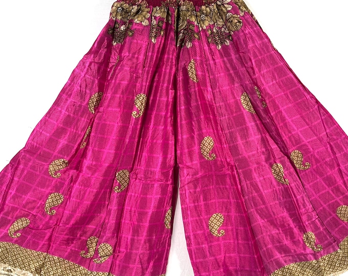 Eloise Culottes in Summer Silk, One size trousers with Elasticated Waist. (Wide Leg Palazzo Pants)  SKU:830-8700