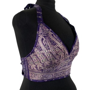 2XL. Phoenix Tribal Top. New cut. Silk brocade, Steampunk Pagan, Bohemian, Larp, Goth, Celtic crop top SKU:1026-5955