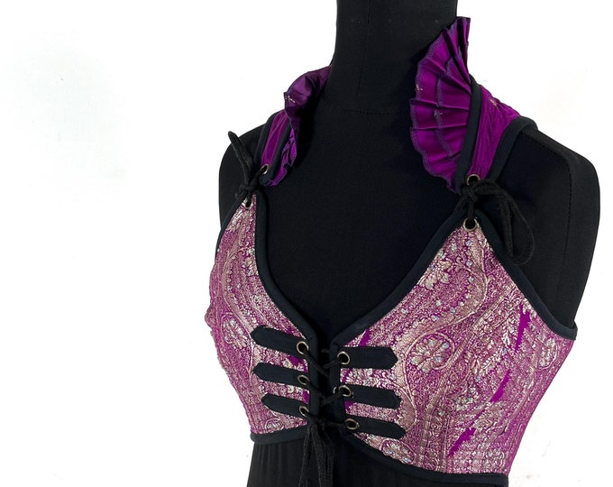 S. Fae Corset Top; handmade from silk brocade  SKU:3031-8115