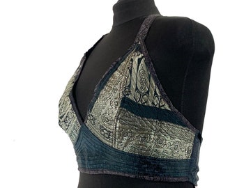 4XL. Phoenix Tribal Top. New cut in Up-cycled Silk brocade. Big Cleavage. SKU:1028-5913