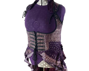 6XL Elisa Bustier Dress; Steampunk Under-bust Long Body Corset in Silk Brocade, Boho Cottagecore Pirate SKU:2004-7914