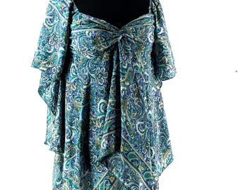 Stevie Boho Floaty Silky Top - Garden Forest Fairy Pixie Blouse  (SKU:440-8329)