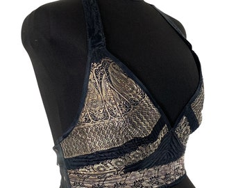 2XL Phoenix Tribal Top - New cut silk brocade halter top (SKU:1026-5962)