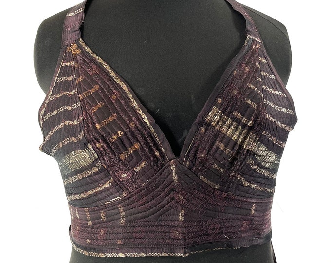 L/XL Phoenix Tribal Top. New cut in up-cycled Silk Brocade, SKU:1025-7679