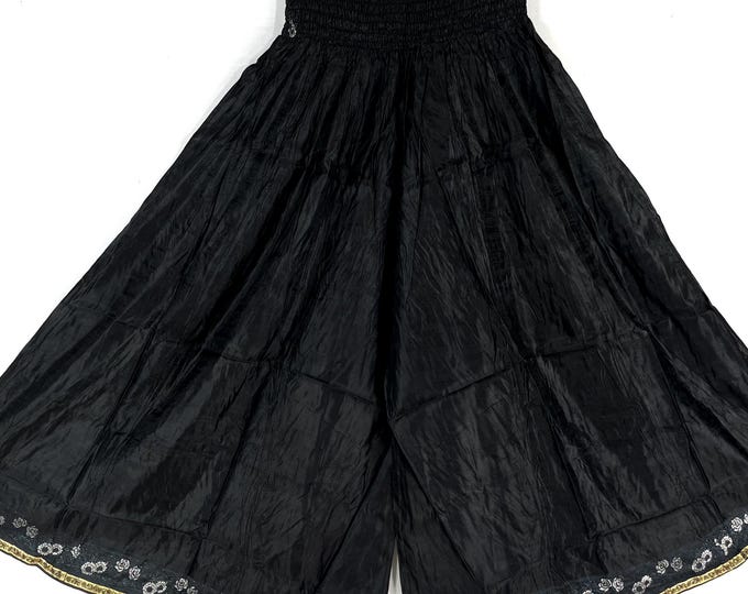 Amy Plus Plus Size Culottes in Silk brocade 2XL trousers Elasticated Waist, great for a fuller figure. (Wide Leg Palazzo Pants) SKU:812-9144