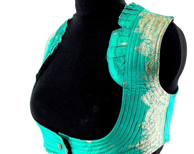 3XL Underbust Corset Bustier Top in Silk Brocade.  SKU:446-8902