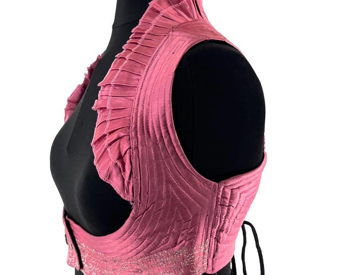 S. Underbust Corset Top Bustier handmade in Vintage Silk Brocade.  SKU:441-8831