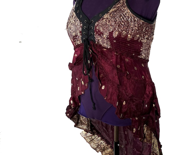 5XL Sophia Corset Dress in Silk brocade. Handmade Renaissance Festival Steampunk (SKU:2000-8498)