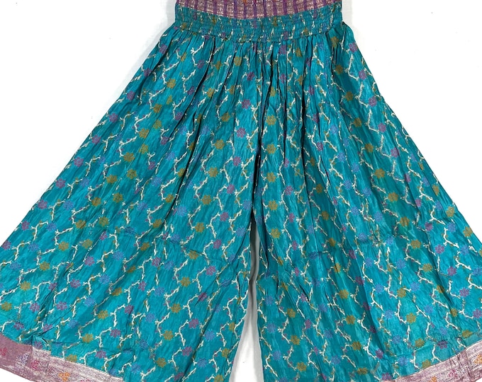 Amy Plus Plus Size Culottes in Silk brocade 2XL trousers Elasticated Waist, great for a fuller figure. (Wide Leg Palazzo Pants) SKU:812-9152