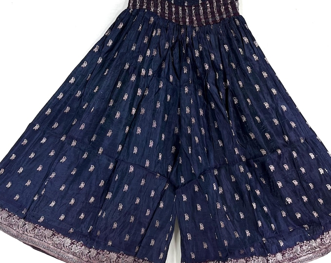 Amy Plus Plus Size Culottes in Silk brocade 2XL trousers Elasticated Waist, great for a fuller figure. (Wide Leg Palazzo Pants) SKU:812-9143